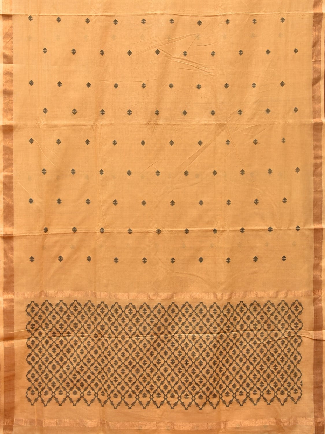 Light Yellow Uppada Cotton Handloom Saree with Jamdani Pallu Design - Global Threads | Swadesiicart