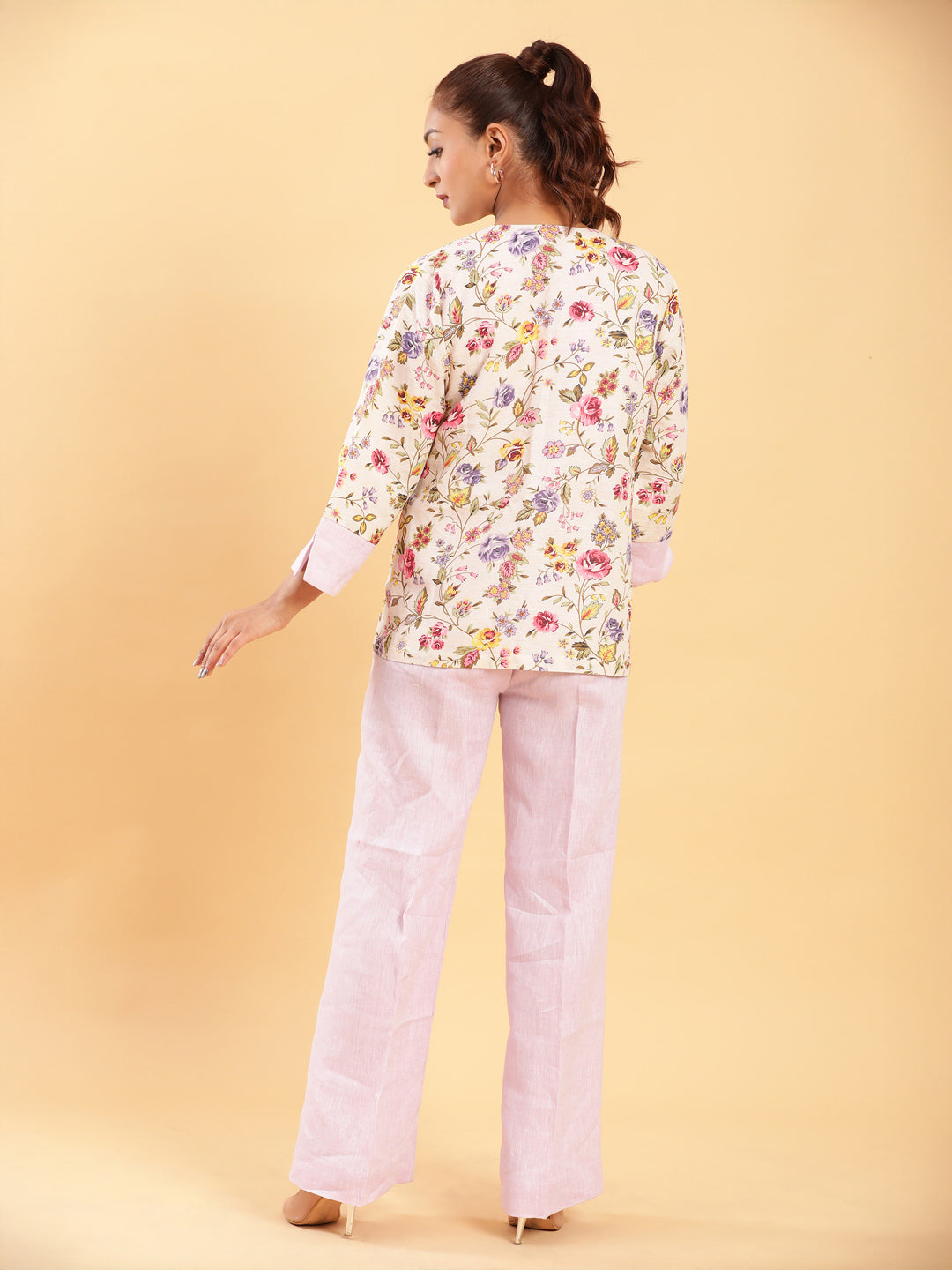 BohoJazz Lilac Co-ords with Floral Jacket - Swadesiicart