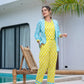 Yufta Lime Green & Sky Blue Co Ord Set Add Jacket - Swadesiicart