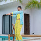 Yufta Lime Green & Sky Blue Co Ord Set Add Jacket - Swadesiicart
