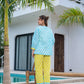 Yufta Lime Green & Sky Blue Co Ord Set Add Jacket - Swadesiicart