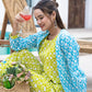 Yufta Lime Green & Sky Blue Co Ord Set Add Jacket - Swadesiicart