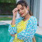 Yufta Lime Green & Sky Blue Co Ord Set Add Jacket - Swadesiicart