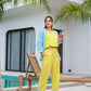 Yufta Lime Green & Sky Blue Co Ord Set Add Jacket - Swadesiicart