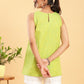 BohoJazz Lime Green Top with Motif and White Shorts Co-ord Set - Swadesiicart