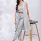 BohoJazz Striped Linen Three Piece Co-ord Set - Blue & White - Swadesiicart