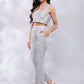 BohoJazz Striped Linen Three Piece Co-ord Set - Blue & White - Swadesiicart