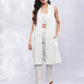 BohoJazz Striped Linen Three Piece Co-ord Set - White & Blue - Swadesiicart