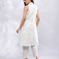 BohoJazz Striped Linen Three Piece Co-ord Set - White & Blue - Swadesiicart