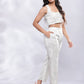 BohoJazz Striped Linen Three Piece Co-ord Set - White & Blue - Swadesiicart