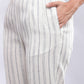 BohoJazz Striped Linen Three Piece Co-ord Set - White & Blue - Swadesiicart
