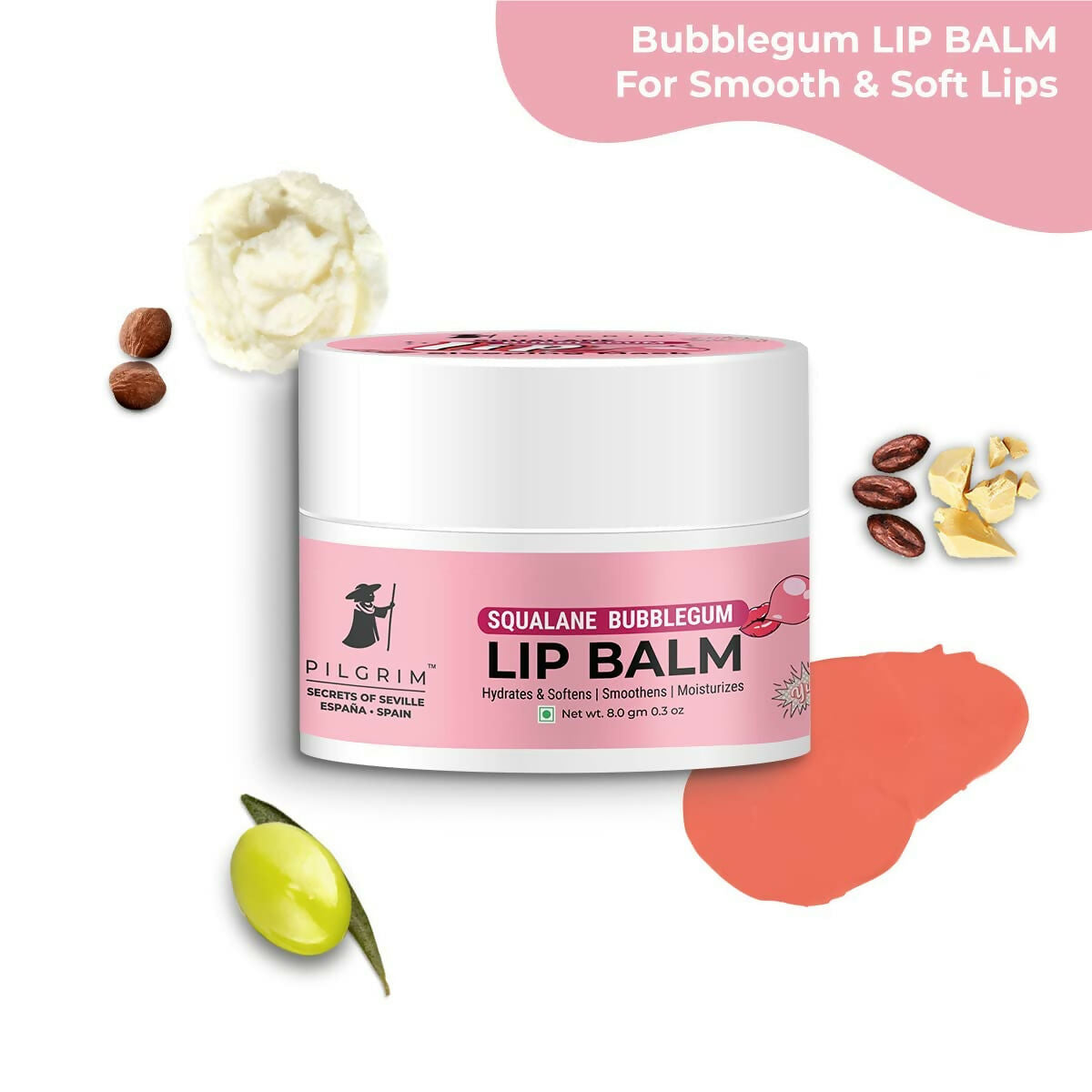 Pilgrim Spanish Lip Balm (Bubblegum) For Dark Lips, Soothing & Hydrating Dry & Chapped Lips - Swadesiicart