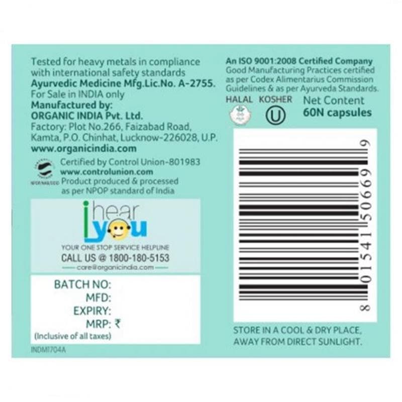 Organic India Lipid care - 60 Capsules Bottle - Swadesiicart
