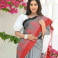 Beatitude Grey Temple Border Cotton Saree