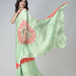 Vastranavya Mint Green & Coral Mandala Print Free Hand Ready to Wear Saree | Swadesiicart