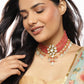 Pink White Brass Gold-Polished Necklace - Ruby Raang | Swadesiicart