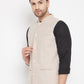 Even Apparels Cream Merino Men Woven Nehru Jacket | Swadesiicart