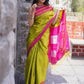 Very Much Indian Handloom Cotton Viscose Ilkal Saree - Bright Green | Swadesiicart