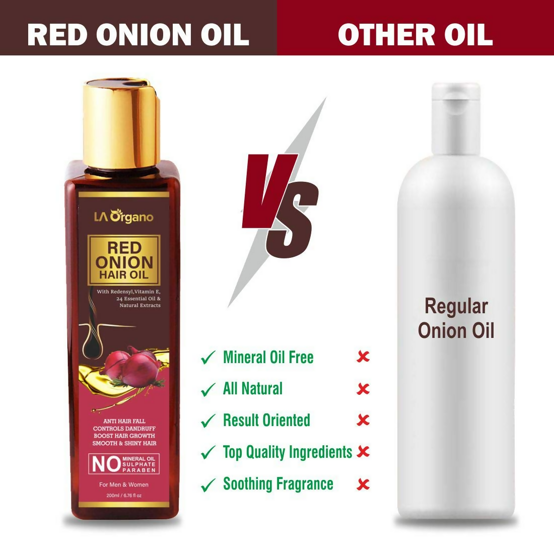 LA Organo Red Onion Hair Oil | Swadesiicart