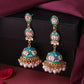 NVR Women Gold-Polished Blue Kundan Jhumkas Earrings | Swadesiicart