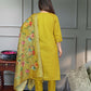 The52 Mustard Gorgeous Embroidered Viscose Chanderi Fabric Straight Kurta Pant with Dupatta Set - Swadesiicart