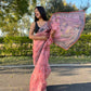 Vamsee Peach Organza Saree - Swadesiicart