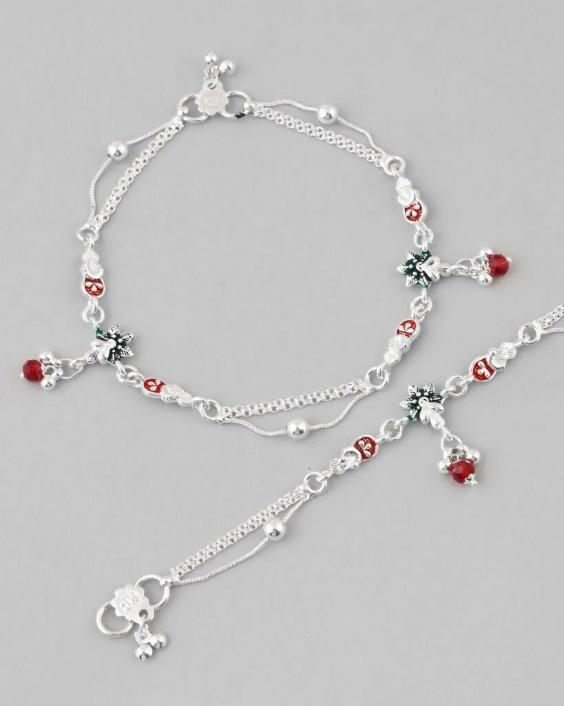 VOJ Set of 2 Traditional Stylish Designer Anklet - Swadesiicart