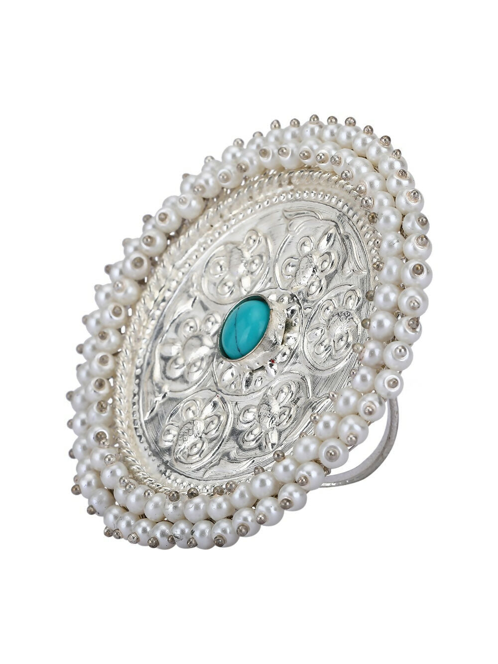 Joban Fashion Women Round Shape Silver Tone Ring | Swadesiicart
