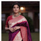 DEIANA'S Beautiful Designer Golden zari Soft Lichi Silk Saree - Purple - Swadesiicart