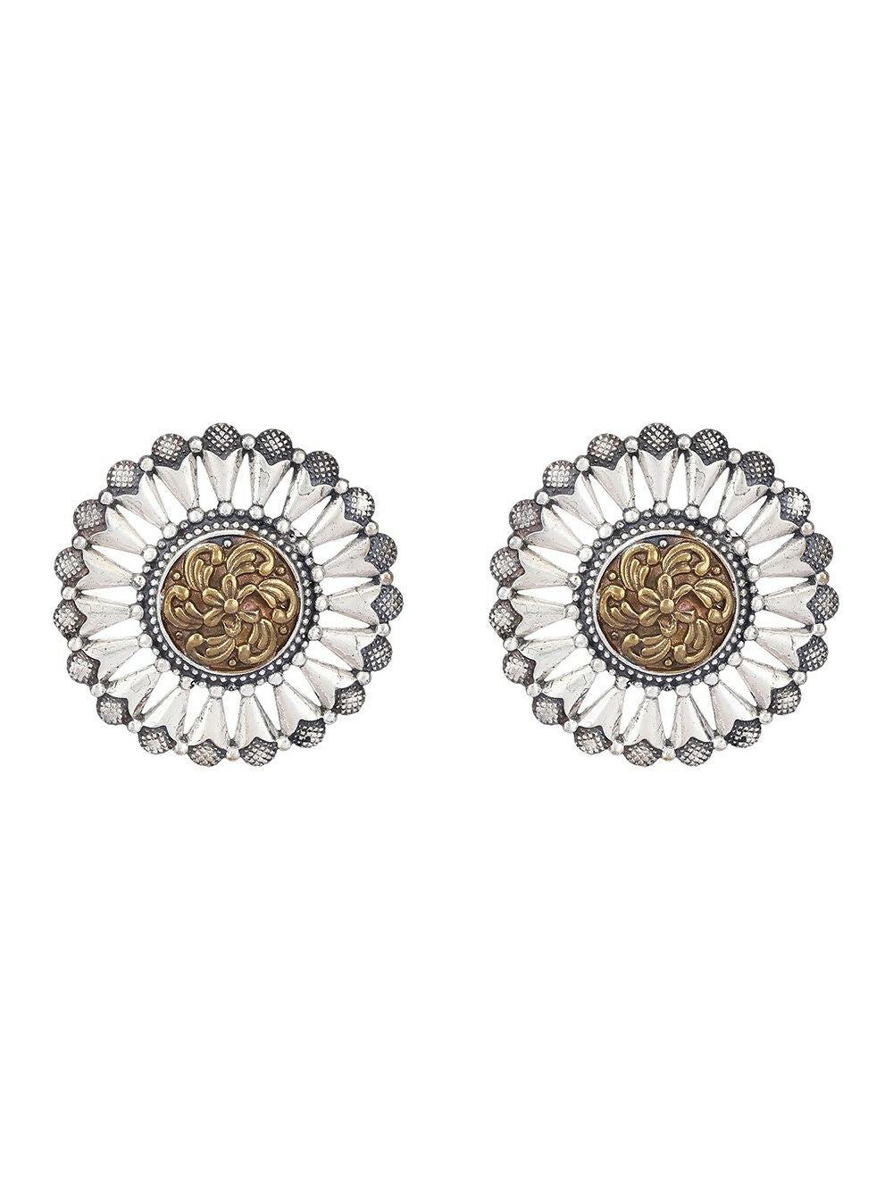 Joban Fashion Women Round Shape Dual Tone Brass Earrings | Swadesiicart