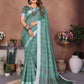 Aastha Fashion Sea Green Linen Weaving Saree