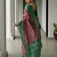 Vishnu Weaves Women's Green Soft Tussar Silk Printed Saree with Blouse - Swadesiicart