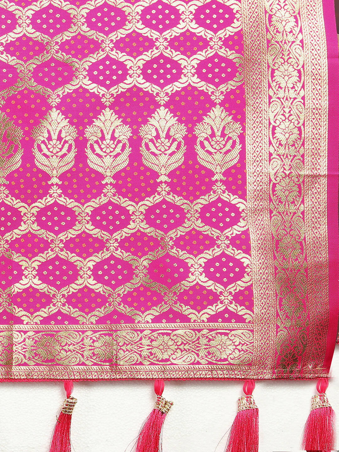 Lorenvalley Fashion Purple & Magenta Patola Silk Woven Design Meenakari Weaving Saree - Swadesiicart