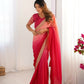 Exclusive Collection Red Pink Party Wear Chinon Salk Saree - Swadesiicart
