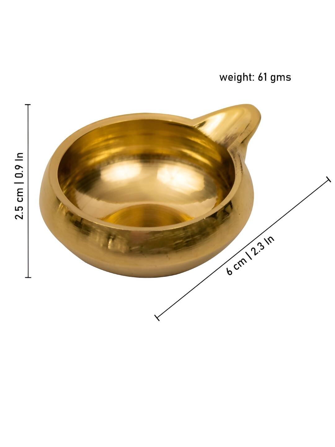 Spillbox Gold Toned Plain Kuber Diya Without Stand Pooja Essentials | Swadesiicart