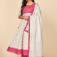 NOZ2TOZ Women's Pink & White Anarkali Kurta & Pant With Dupatta Set (3pcs Set) - Swadesiicart