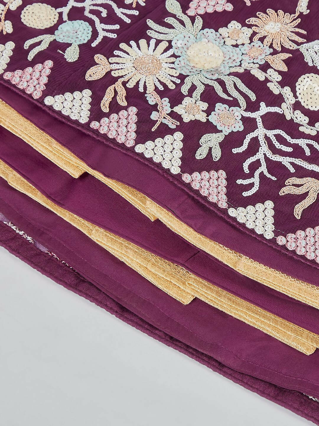 House of Panchhi Burgundy Net heavy Sequinse embroidery Semi-Stitched Lehenga choli & Dupatta | Swadesiicart