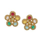 Multi Colored Stone in Gold Choker with Earrings (Multi Color) - Ruby Raang | Swadesiicart