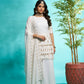 Aayaa Designer Faux Gorgette Embroidery Zari Sequins Thread work Full Flaired plazzo Suit with Dupatta - Off White