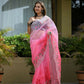 Vamsee Sanyogita Sanyogita - Pink Organza Saree - Swadesiicart
