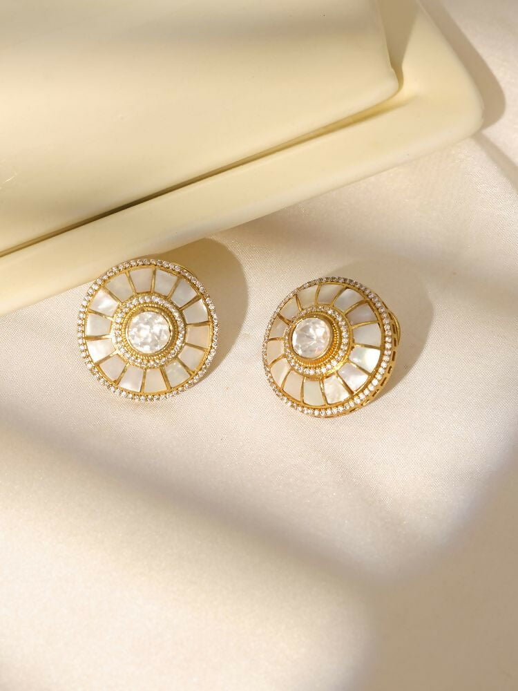 Women's Kundan Pearl earrings - Ruby Raang | Swadesiicart