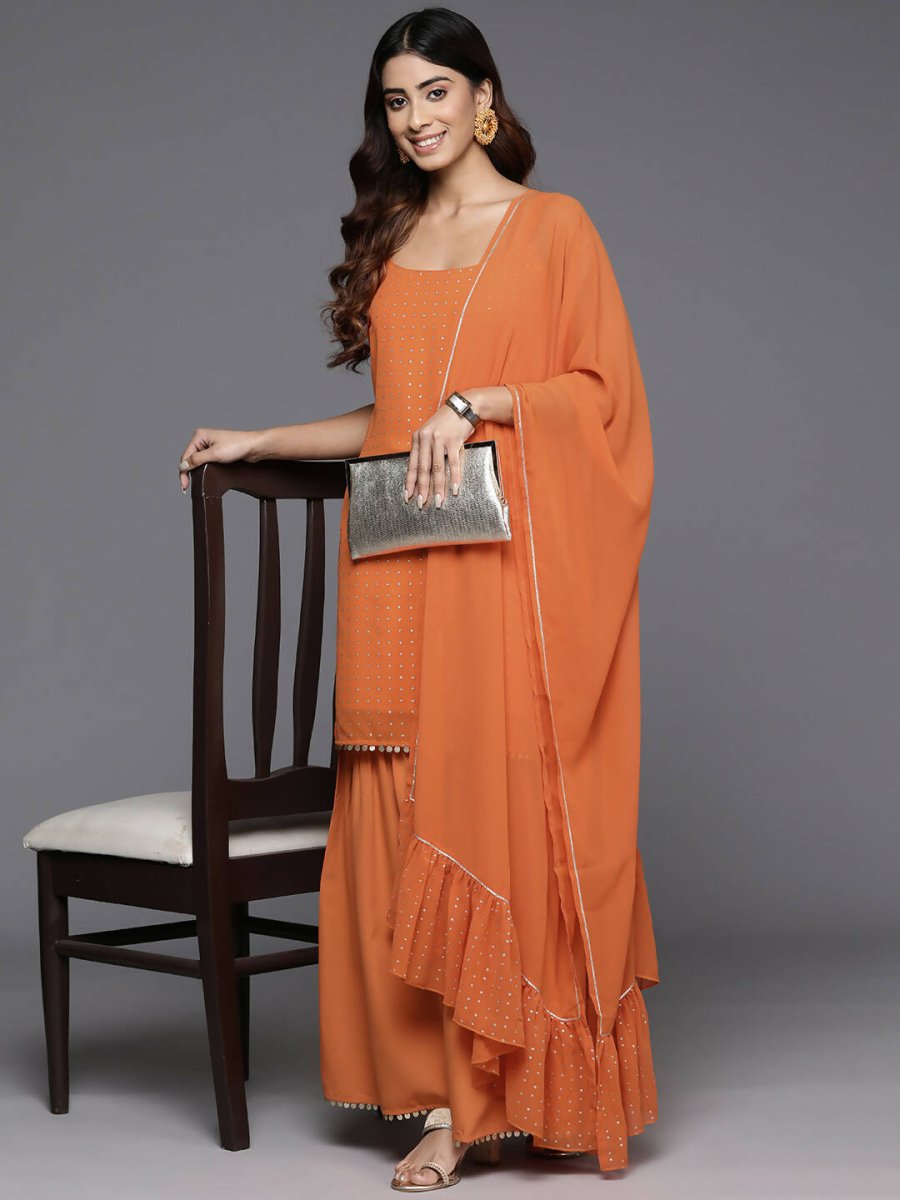 Ahalyaa Women's Traditional wear Kurta Set - Orange | Swadesiicart
