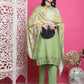 Jyoti Fashion Women's Green Muslin Floral Resham Embroidery Kurta with Trouser & Dupatta | Swadesiicart