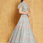 Jyoti Fashion Light Turquoise Thread, Zari and Paper Mirror Embroidered Organza One Shoulder Bridal Lehenga Choli | Swadesiicart