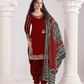 Anaita Red Roman Silk Stitched Suit with Embroidery & Real Mirror Work
