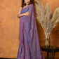 Very Much Indian Designer Mul Cotton Handloom Saree with Sequins - Purple | Swadesiicart