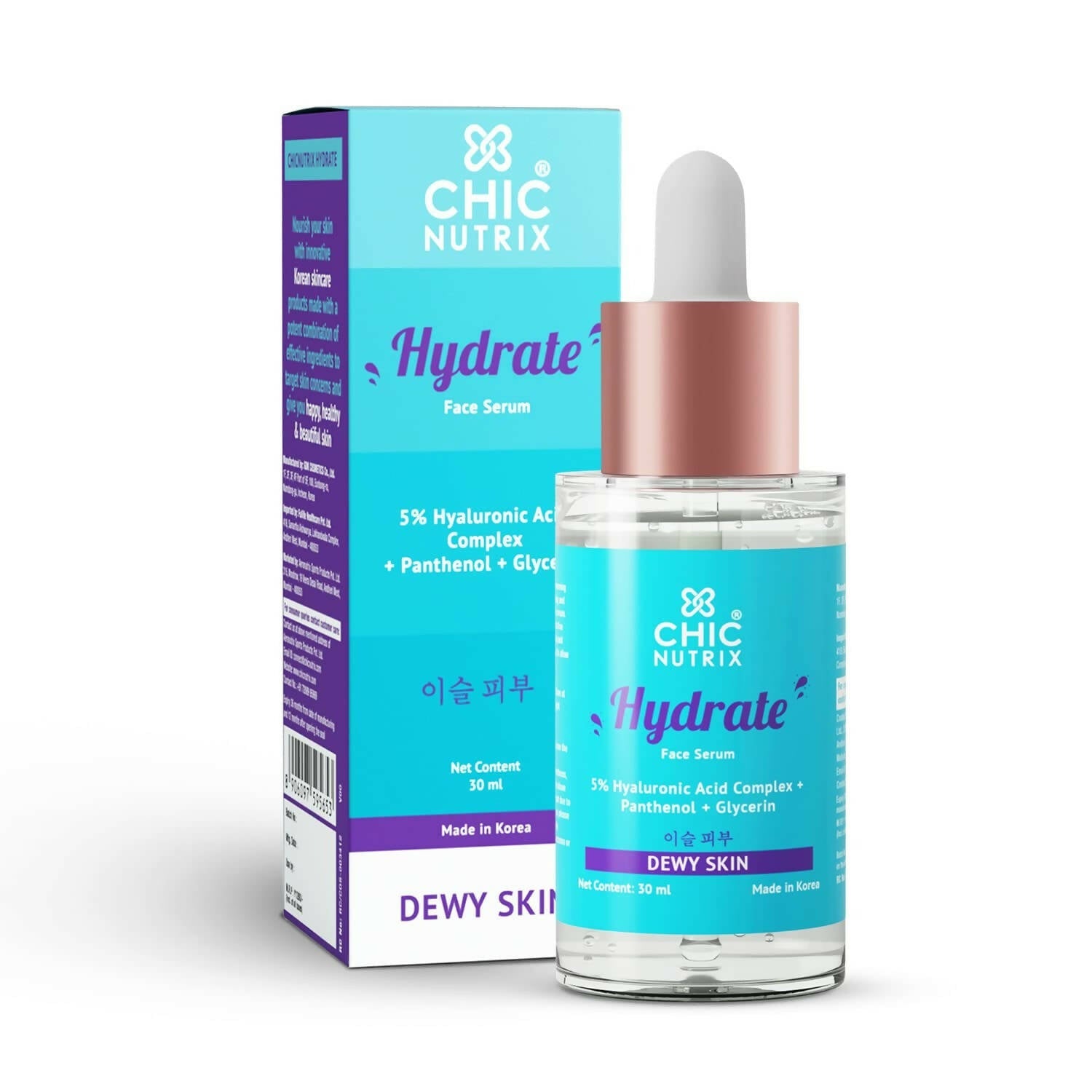 Chicnutrix Korean Hydrate Face Serum – 5% Hyaluronic Acid Complex For Skin Hydration & Skin Barrier Repair, Korean Skincare | Swadesiicart