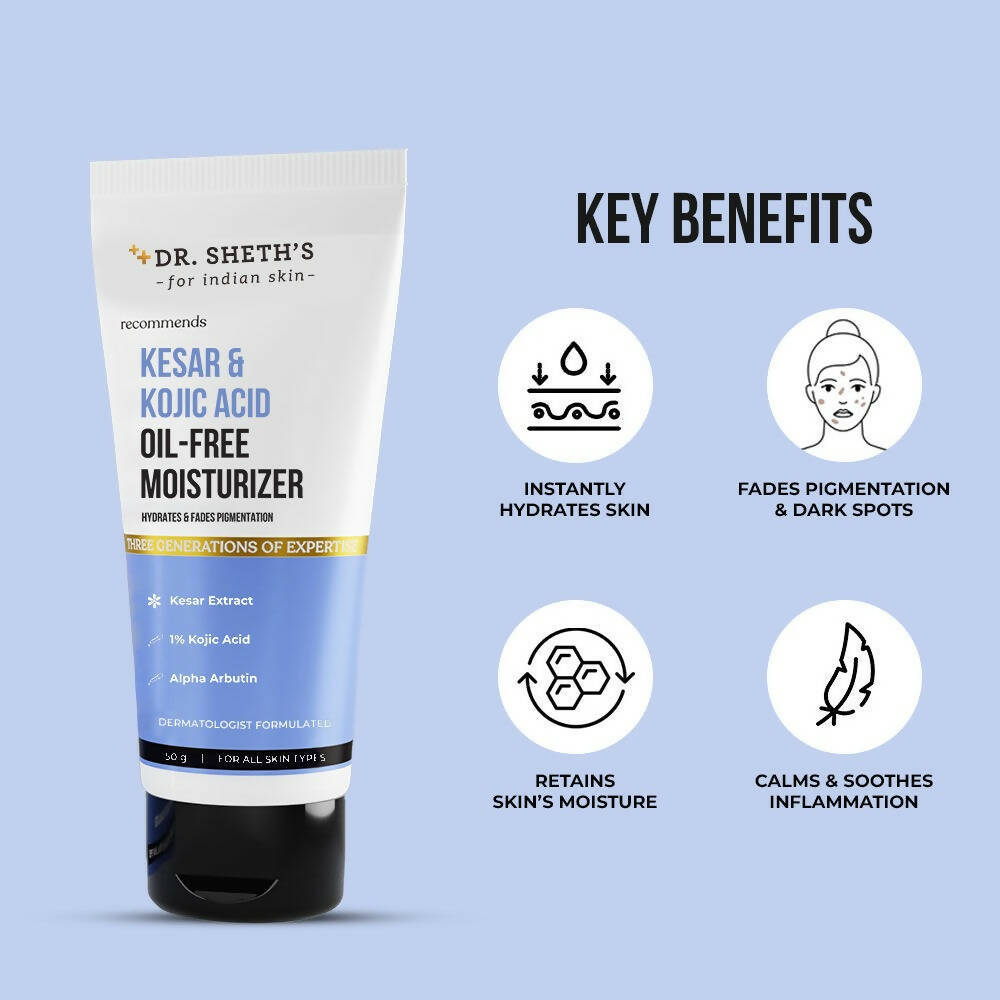 Dr. Sheth's Kesar & Kojic Acid Oil-Free Moisturizer - Hydrates & Fades Pigmentation - Swadesiicart