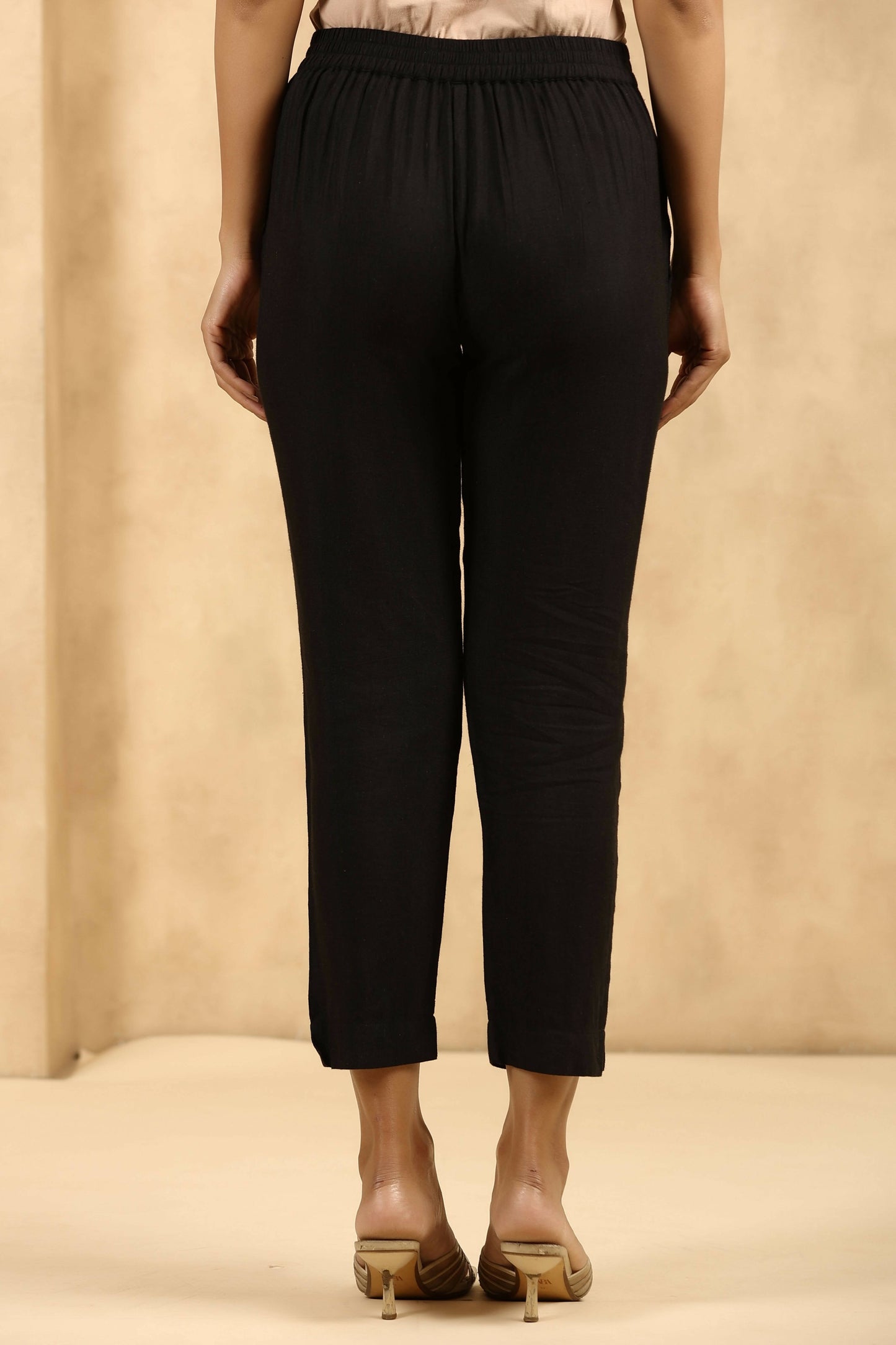 Juniper Women's Black Rayon Flex Solid Straight Pant | Swadesiicart