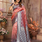 Anaita Peach kochi Silk With Beautiful Checks Weaving Saree With Blouse